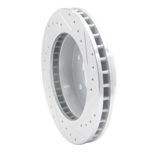 Cadillac Escalade Brake Rotor (1) - Front Left - R1 Concepts - Drilled & Slotted - Silver - `88-`00